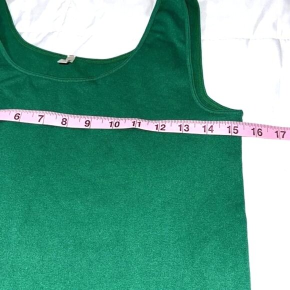 Green Skinny Tees Plus Size Tank Top With Sequin Accents - Picture 7 of 8